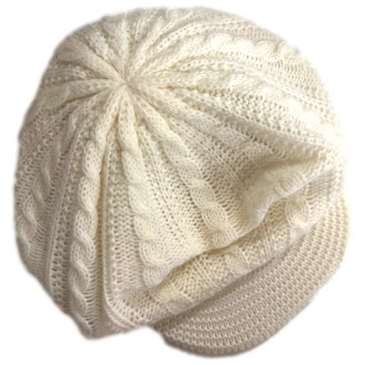Womens Ivory White Stretchy Soft Knit Newsboy Cap Hat