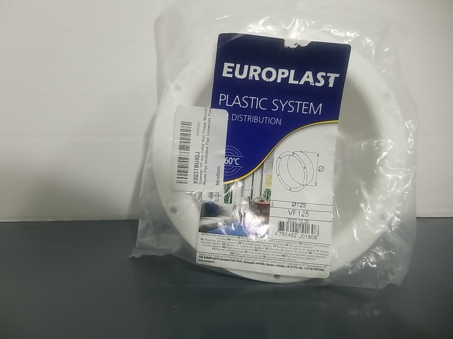 EUROPLAST VF125 Plastic White Plastic System Air Distribution New VF125