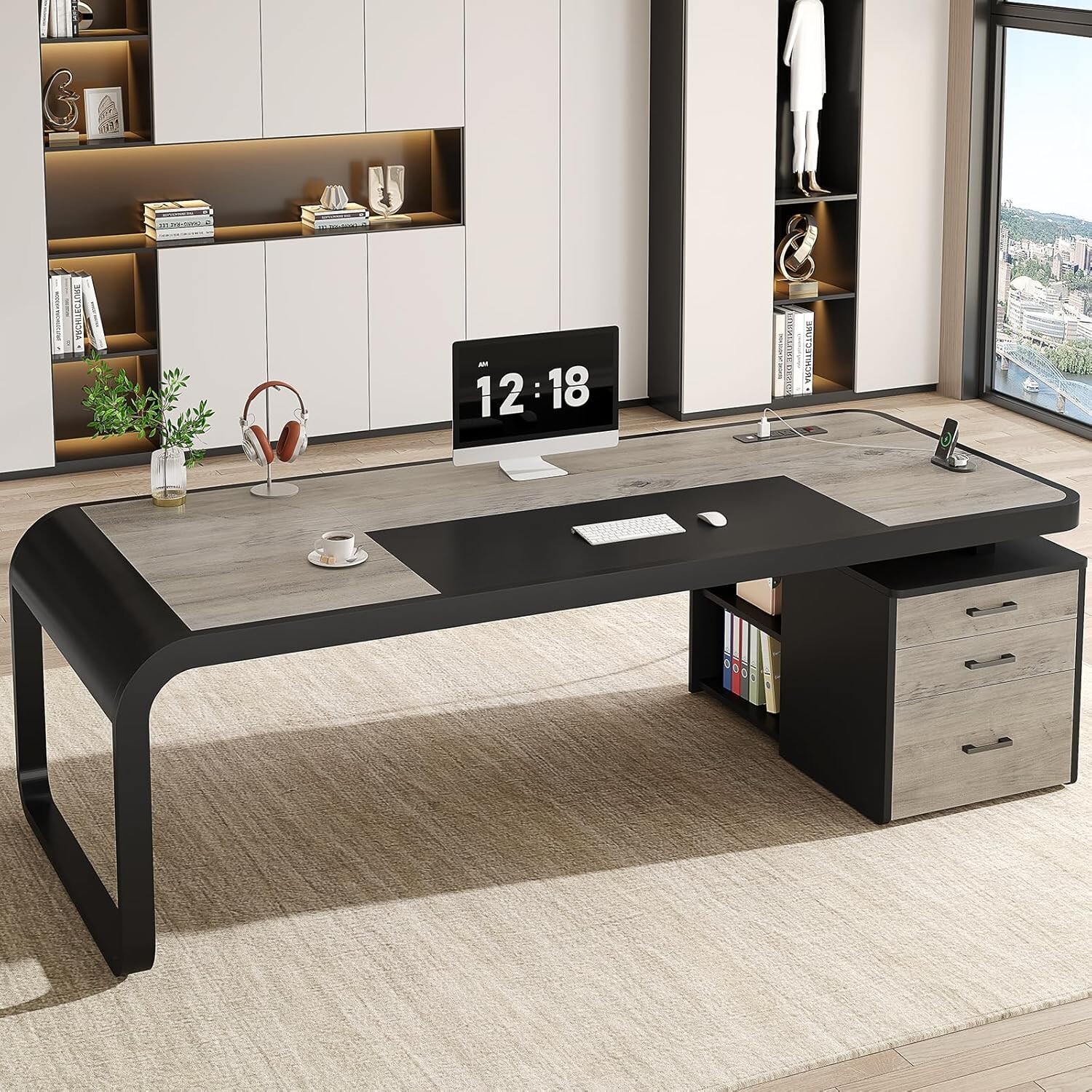 70.9" Executive Computer Desk with 3 Drawers Business Furniture Desk Workstation