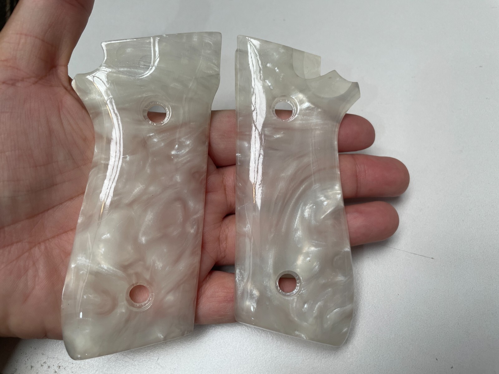 White Pearl Resin Grips For Taurus Pt-92, Pt-99, Pt100, Pt101 Decocker;01