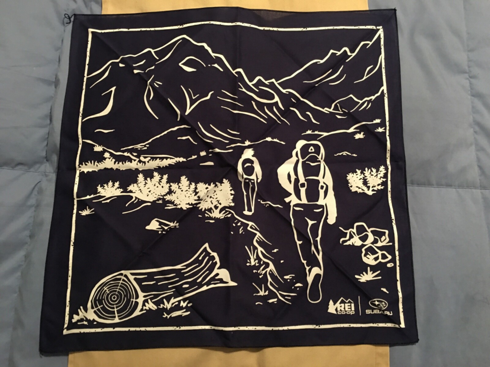 NEW - Subaru REI Co-op Navy Trail Bandana Rag Hankerchief Design Poster Wall Art