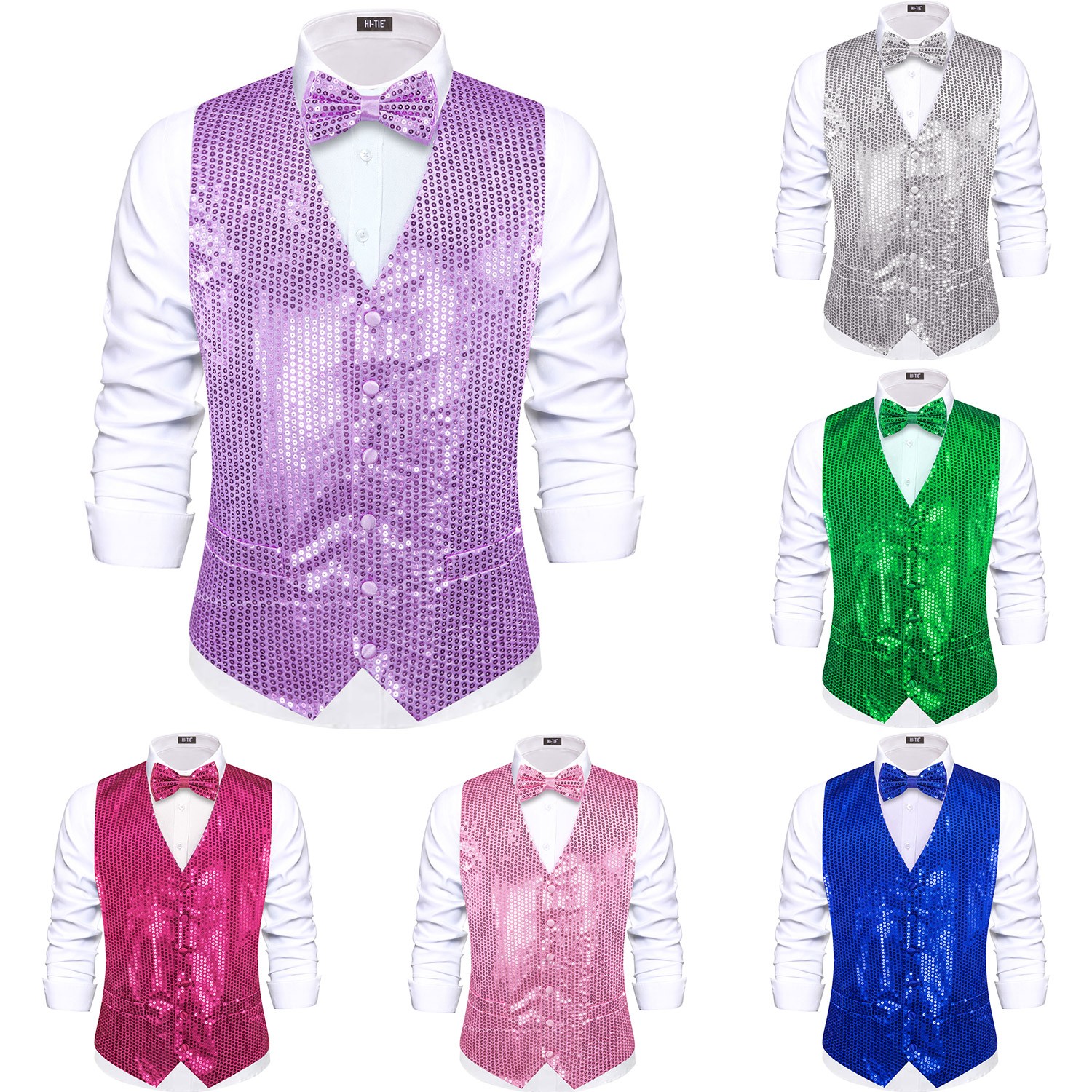 Fashion Mens Vest Red Green Blue Waistcoat Wedding Formal Casual Gilet