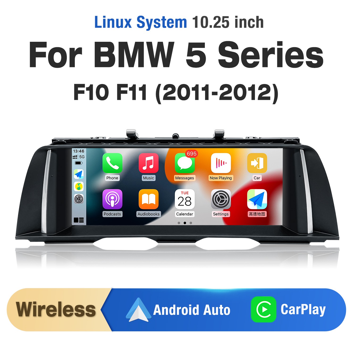 10.25" Navi GPS MirrorLink Touch Screen CarPlay DSP for BMW F10 2010-2012 CIC