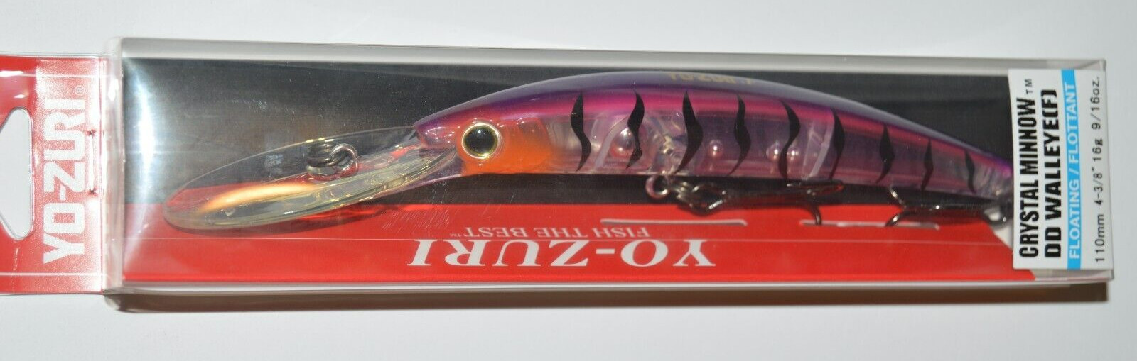 yo zuri crystal minnow dd deep diver  4 3/8"  9/16oz  r1206-pt purple tiger