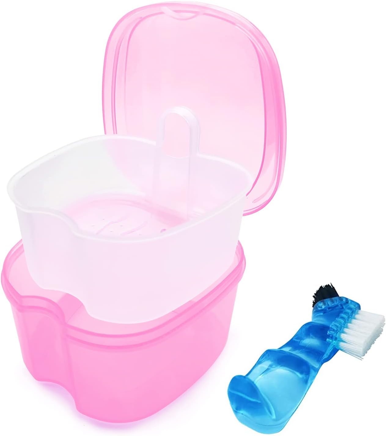 Sturdy Denture Bath Case with Convenient Mini Toothbrush & Storage Solutions