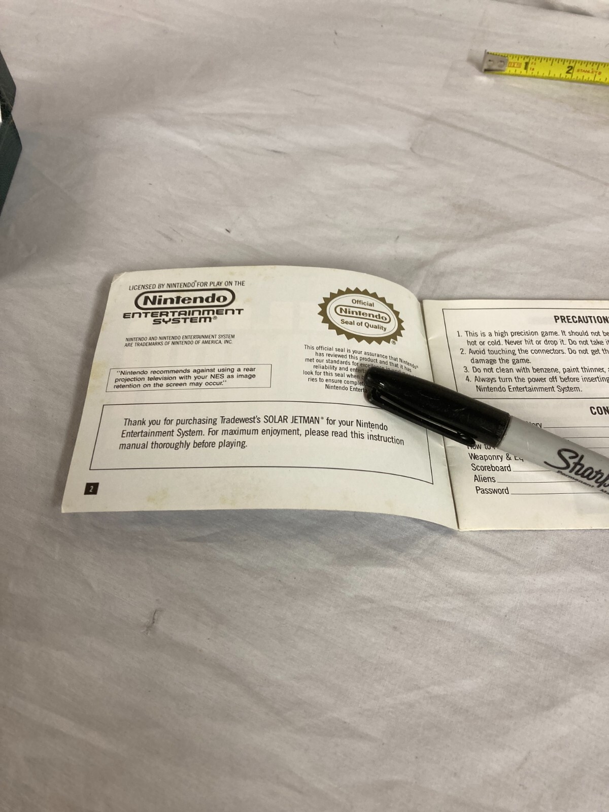 Nintendo Solar Jet Man instructions