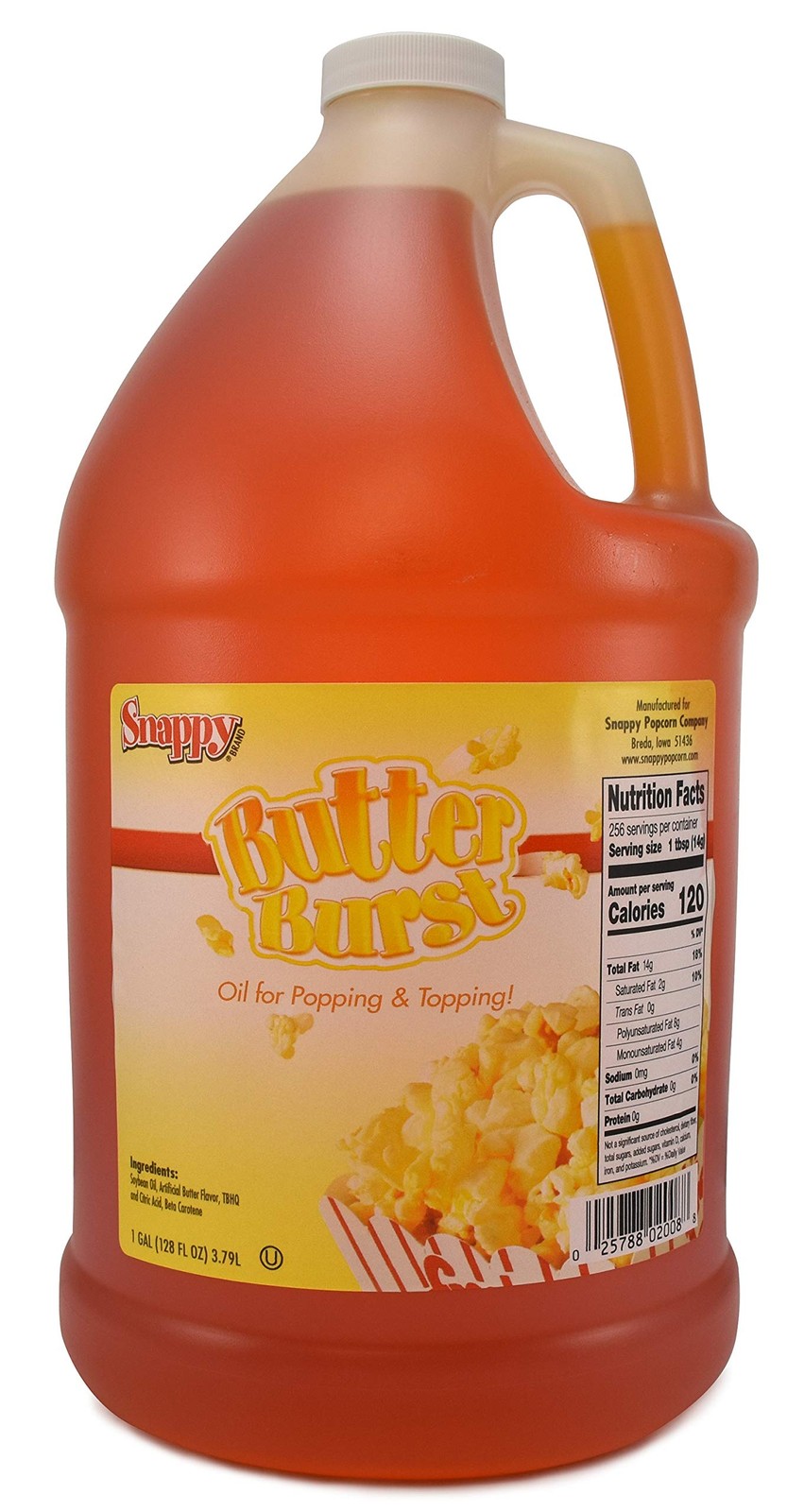Snappy Butter Burst Popcorn Oil, Movie Theater 128 Fl Oz (Pack of 1)