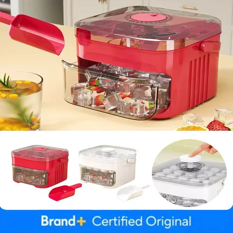 Ice Maker with Easy Press Cap with Easy-press Lid Double-layer Ice Cube Machine