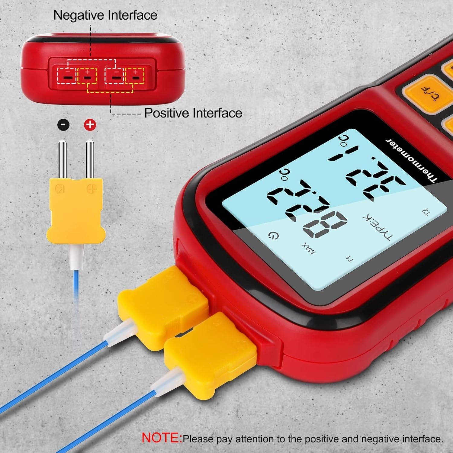 Digital Thermometer Dual Channel Thermometer Temperature Thermometer with Two...