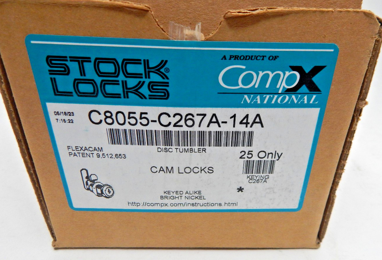 40pk STOCK LOCKS C8055-C267A-14A Disc Tumbler Cam Lock Bright Nickel Comp X .