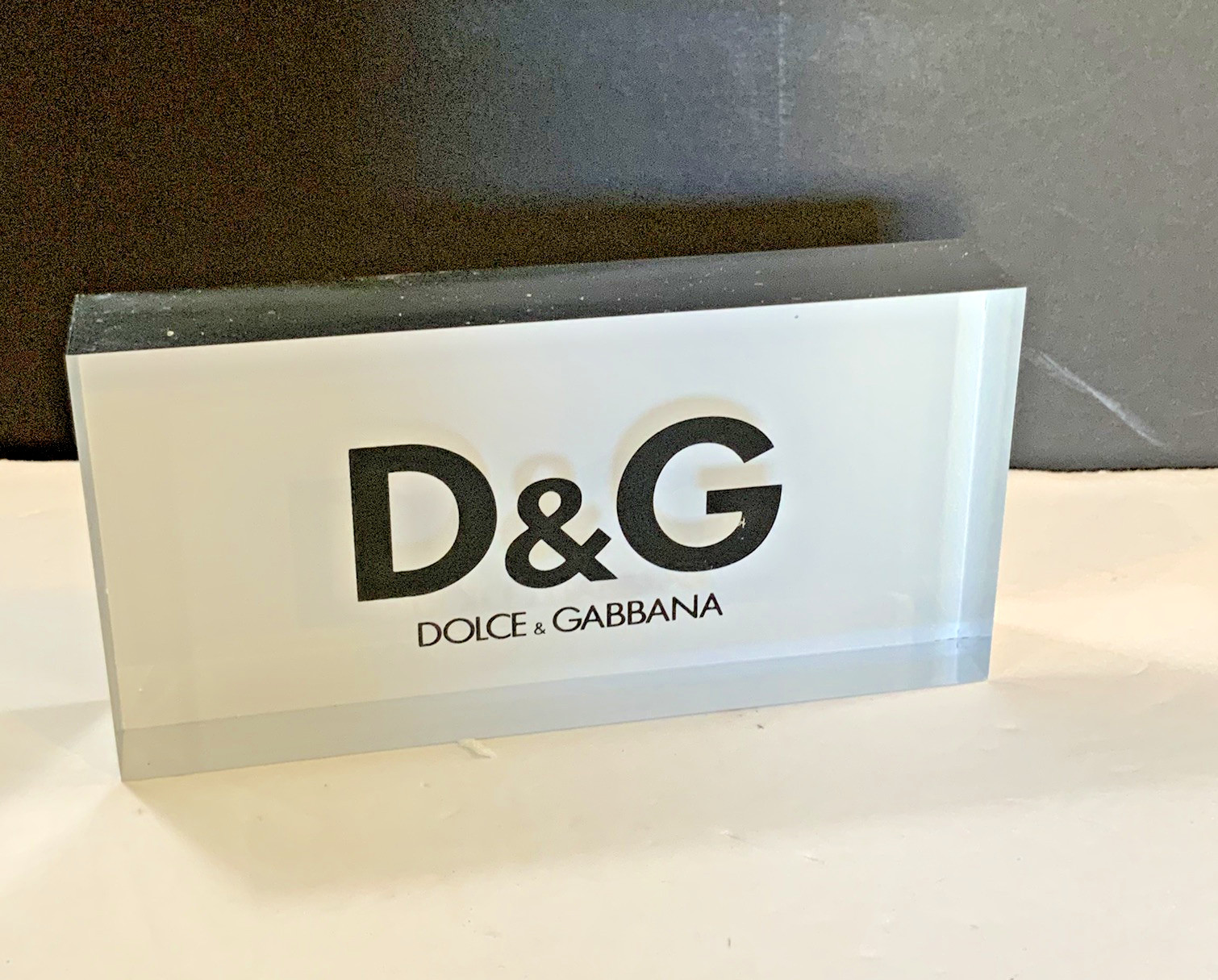 Dolce & Gabbana Logo Plaque Lucite Mirrored Sides D & G Store Display #52