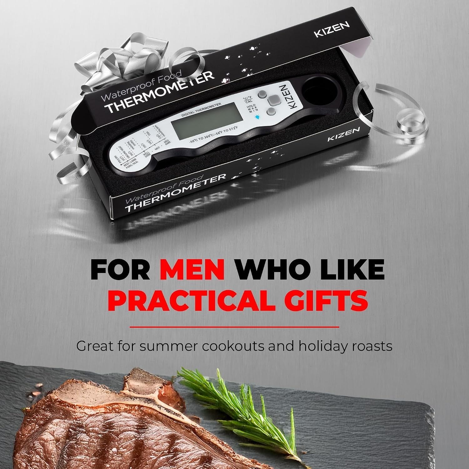 Digital Meat Thermometer 6.2 Inch Waterproof Fast Read Large Display Kitchen