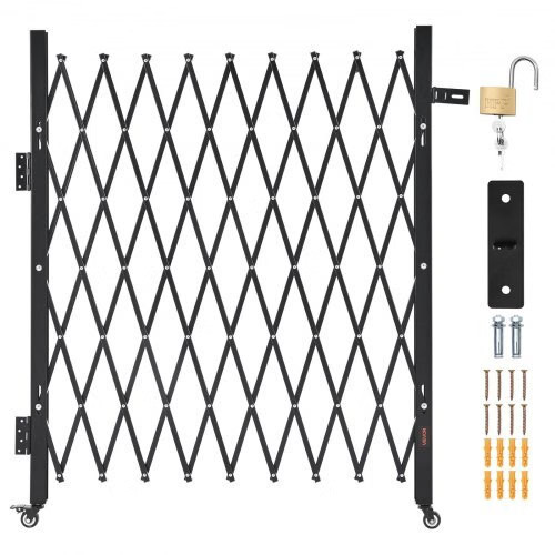 Single Folding Security Gate, Lockable Scissor Gate with 360?° Swivel Caster