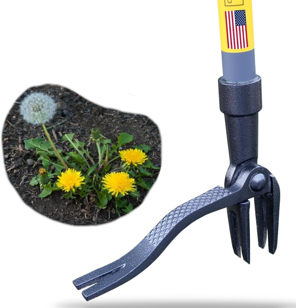Rocklin™ Stand Up Weed Puller Tool - 4 Claw Steel Head - 48 inch Gray