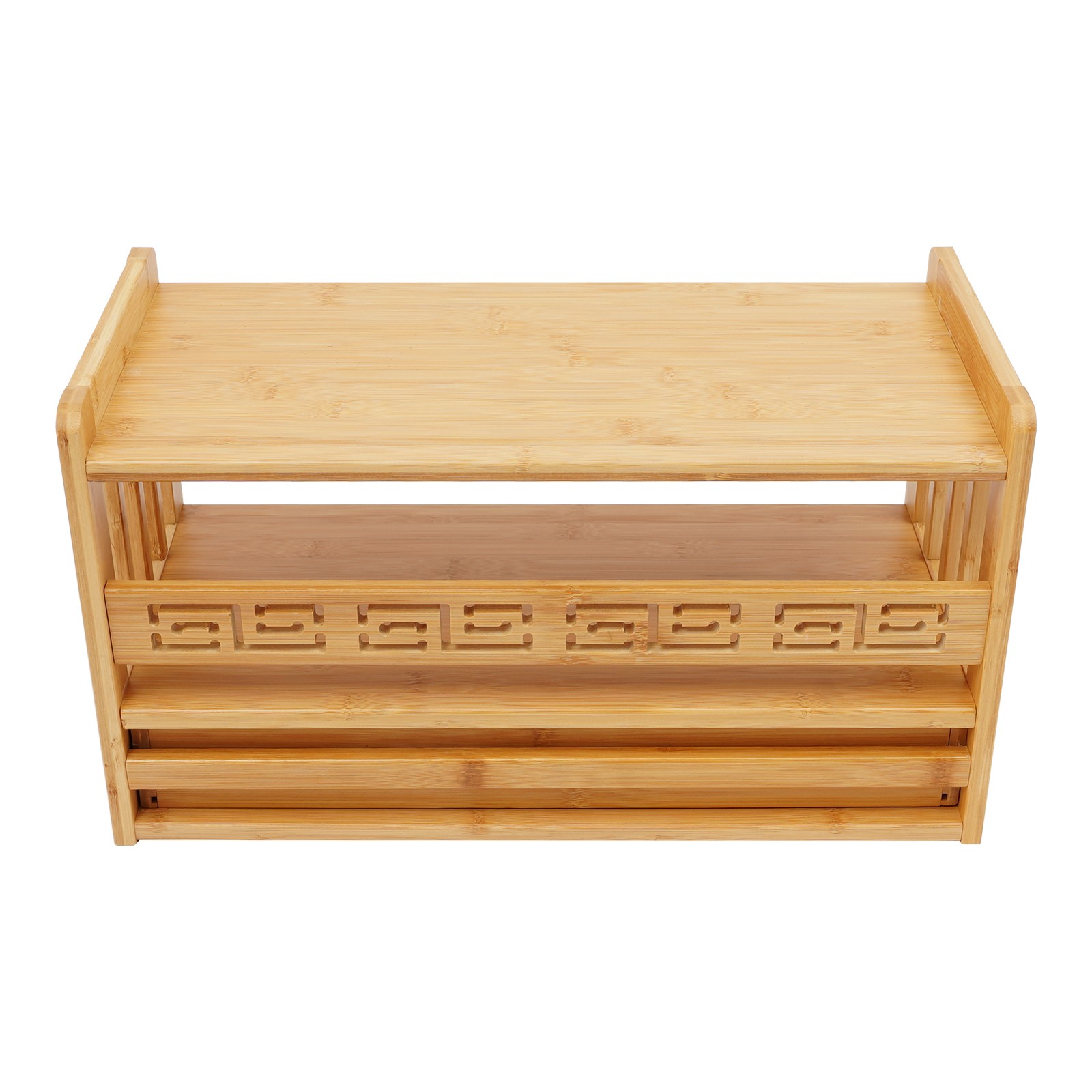 Meditation Storage Table with Drawer, Bamboo Desktop Organizer Chinese Style