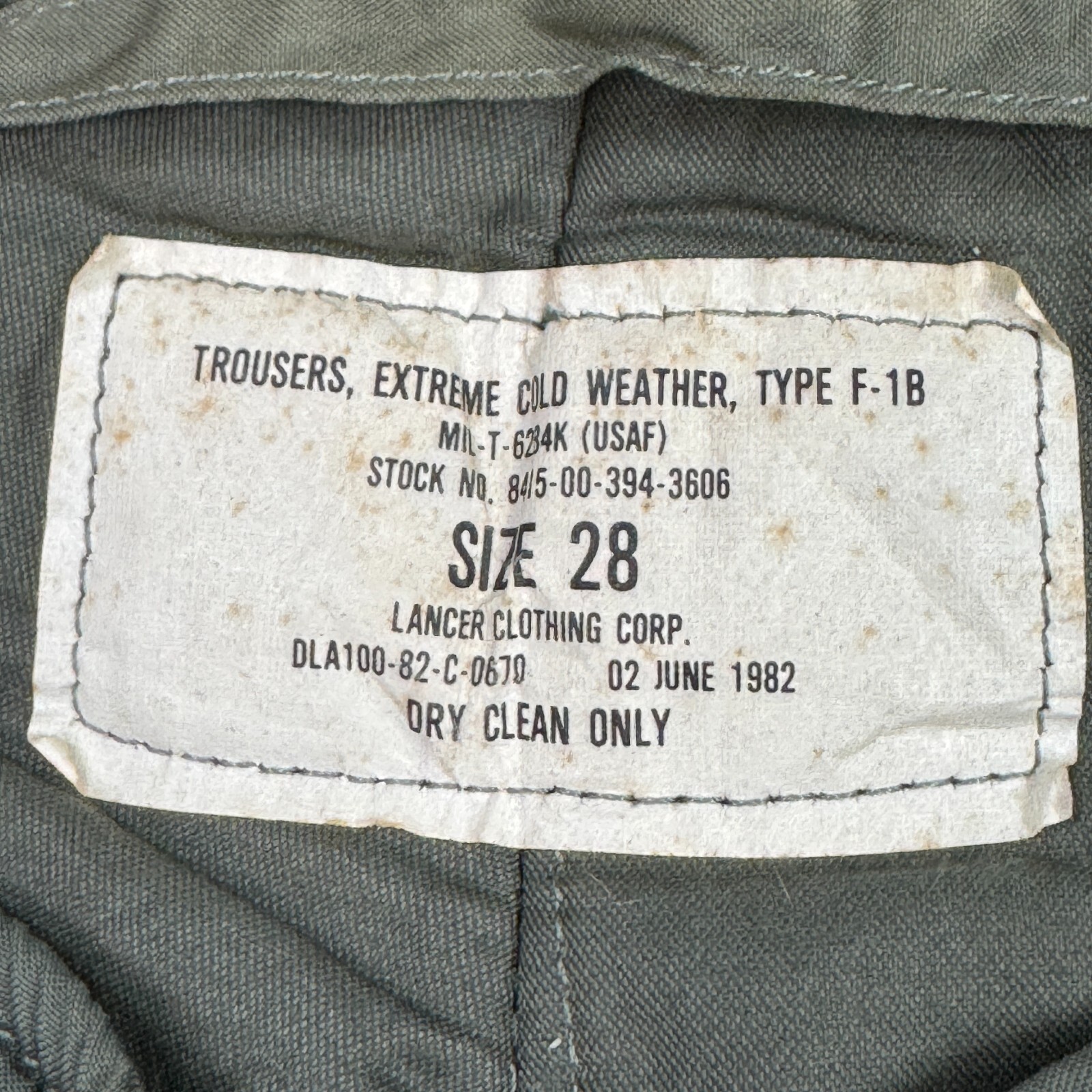 US Military Pants Mens 28 Green Extreme Cold Weather Trouser USAF Flyer Pilot