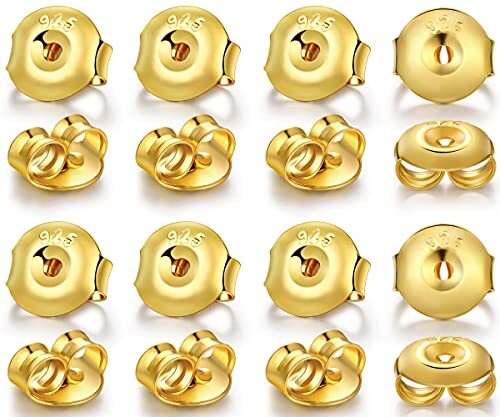 8 pares de pendientes de oro de 14 quilates con cierre de oreja