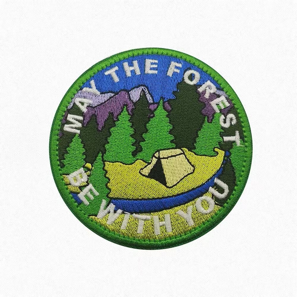 Camping Hiking Outdoors MAY THE FOREST BE WITH YOU Embroidered Hook Loop Patch