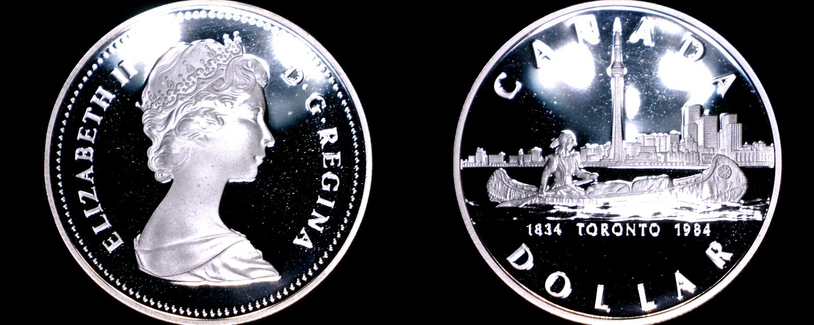 1984 Proof Canadian Silver Dollar World Coin - Canada Toronto 50 Yr Anniversary