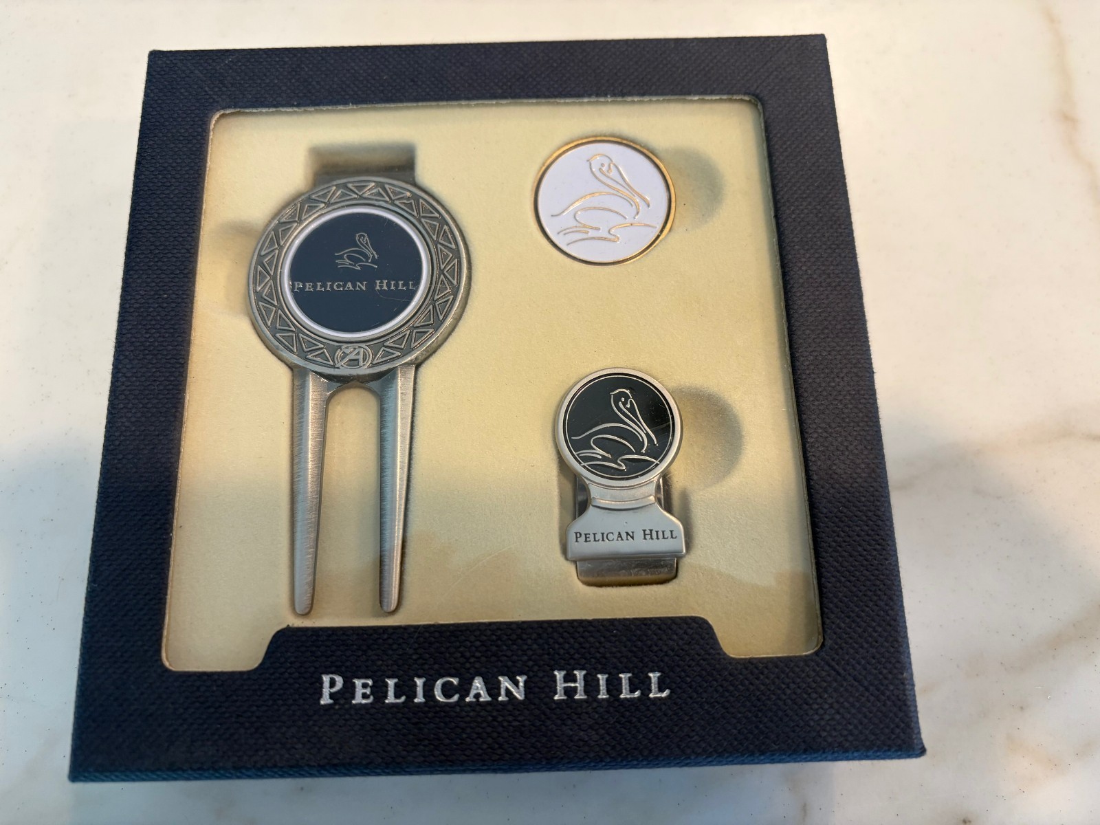 Pelican Hill - Golf Divot Repair Tool,  Hat Clip & Ball Marker - Gift Kit - RARE