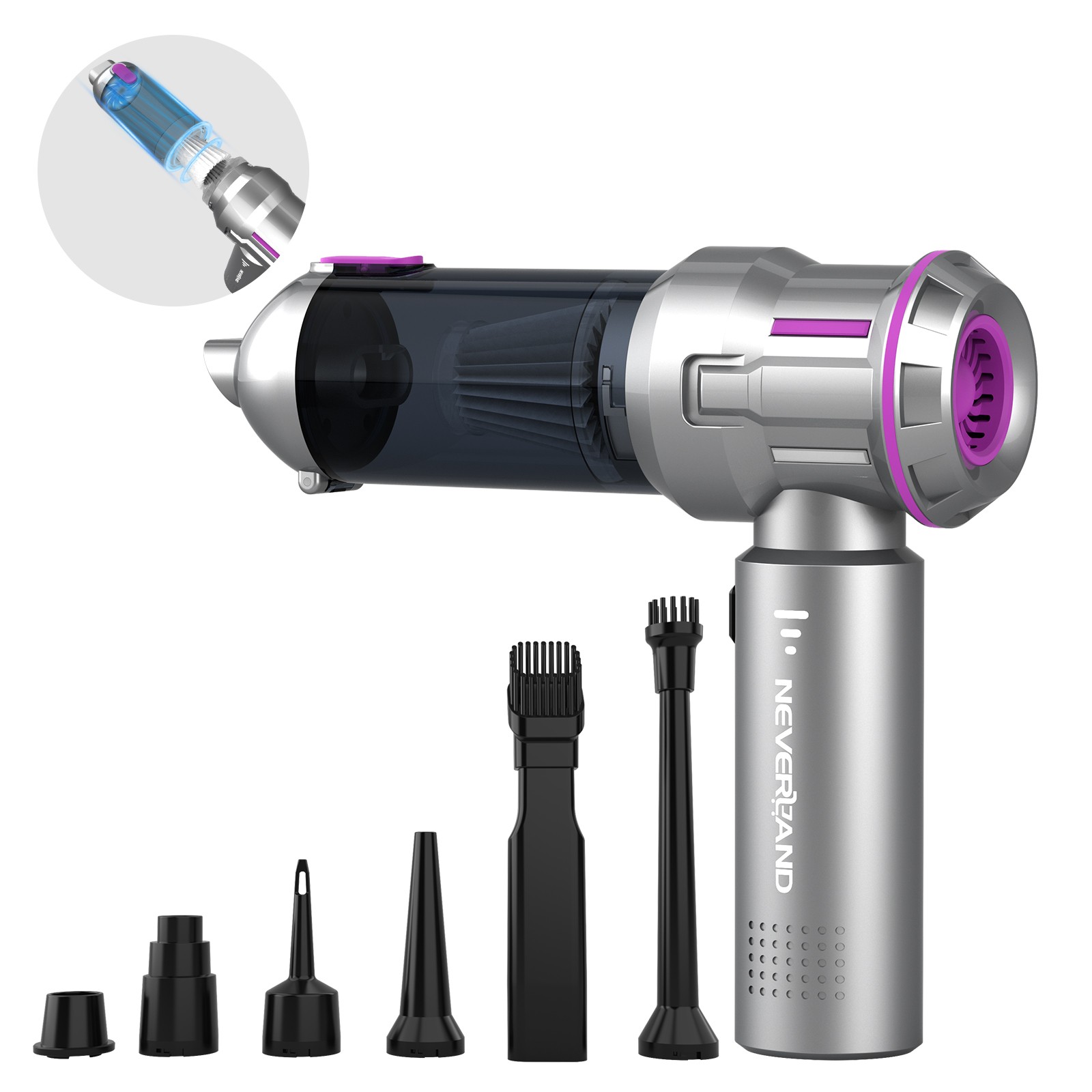 NEVERLAND Vacuum Cleaner High Power Rechargeable 100W for Car Auto Home Office