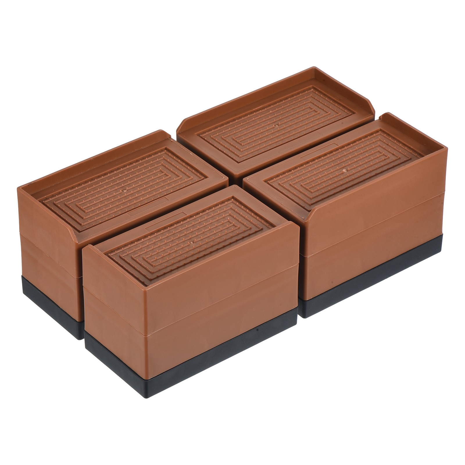 4Pcs Furniture Risers 3" Rectangle Bed Risers Adjustable Desk Sofa Riser Brown