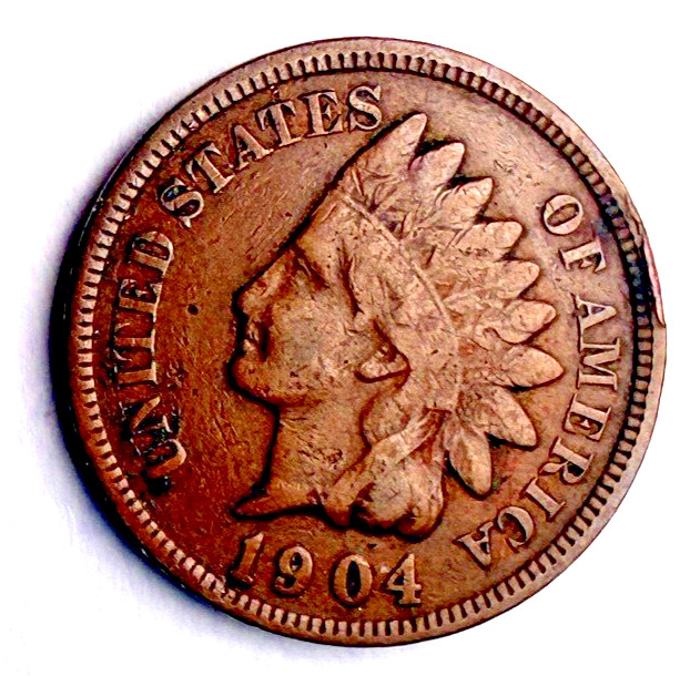 1904 Indian Head US 1c ~ Fine++?? ~ 1 SOLID COIN ~ Nice! ~ B29