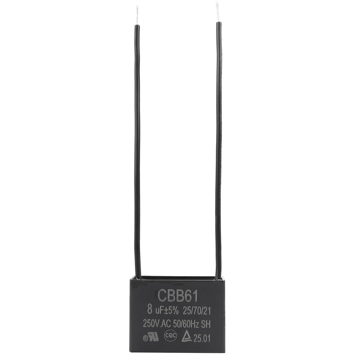 Durable 8uF 250VAC Ceiling Fan Capacitor - Rectangular Shape, High Performance