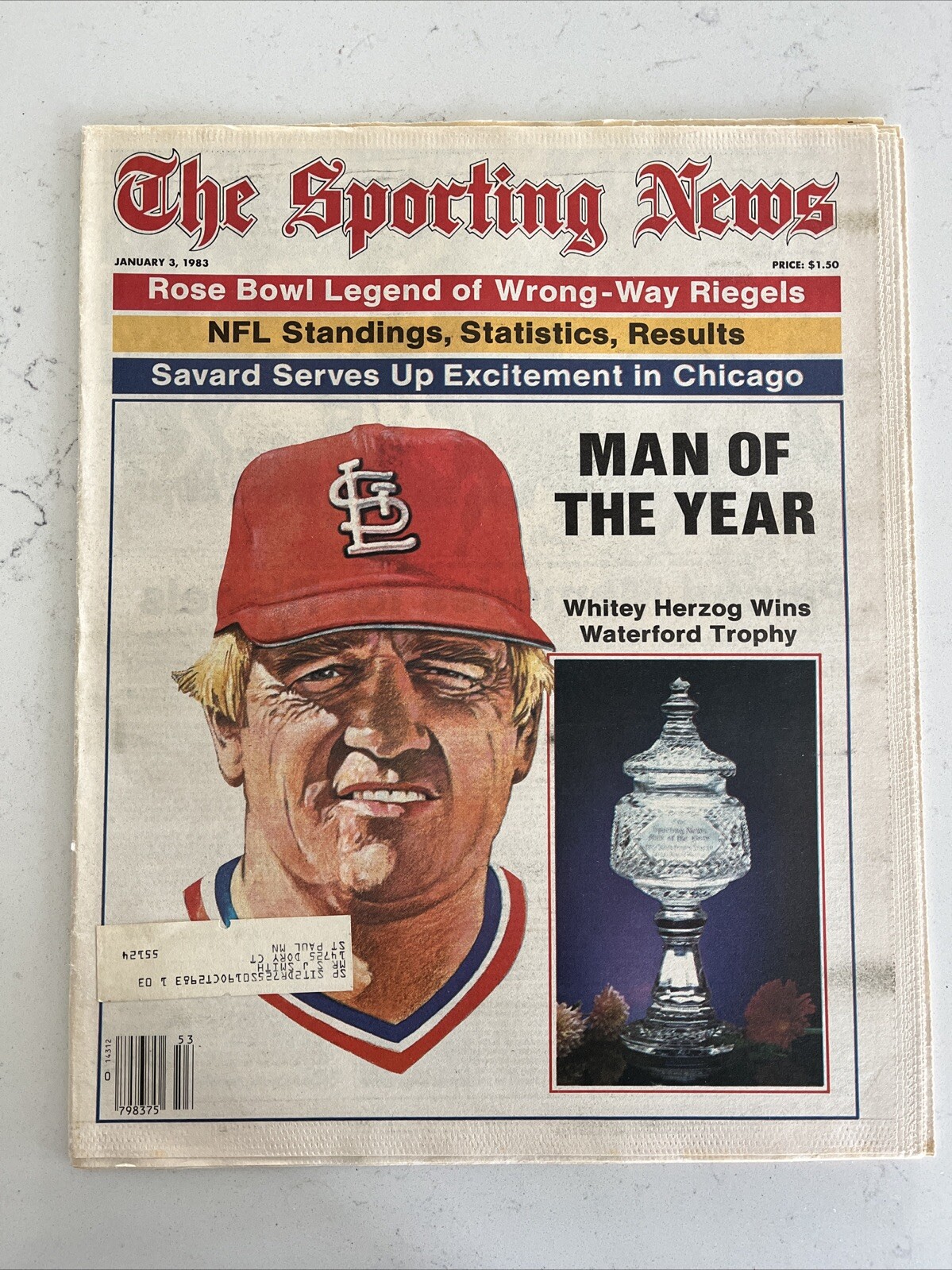 The Sporting News Paper January 3,1983 Whitey Herzog, St Louis Cardinals (B136)