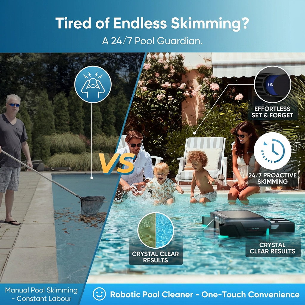 Robotic Pool Cleaner, Wireless Solar Electric Automatic Vacuum, Rechargeable