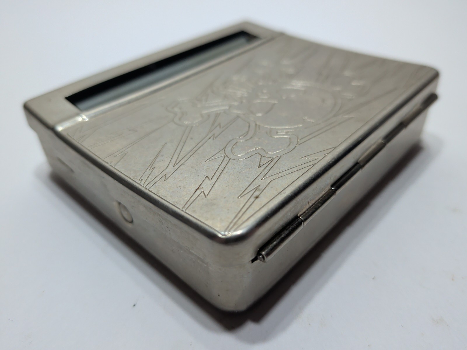 ✨USED✨Automatic Cigarette Rolling Machine Metal Box Cigarette Case SKULL etching