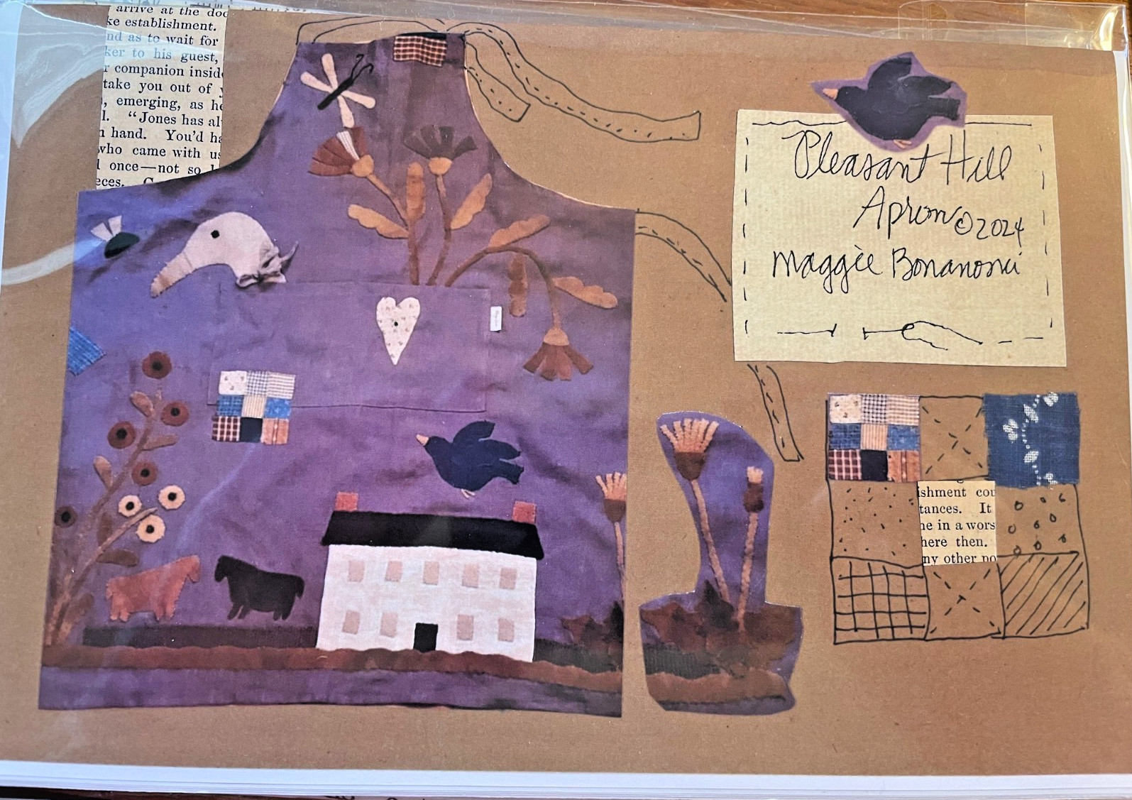 HTF Maggie Bonanomi PLEASANT HILL APRON Wool Applique Pattern NEW
