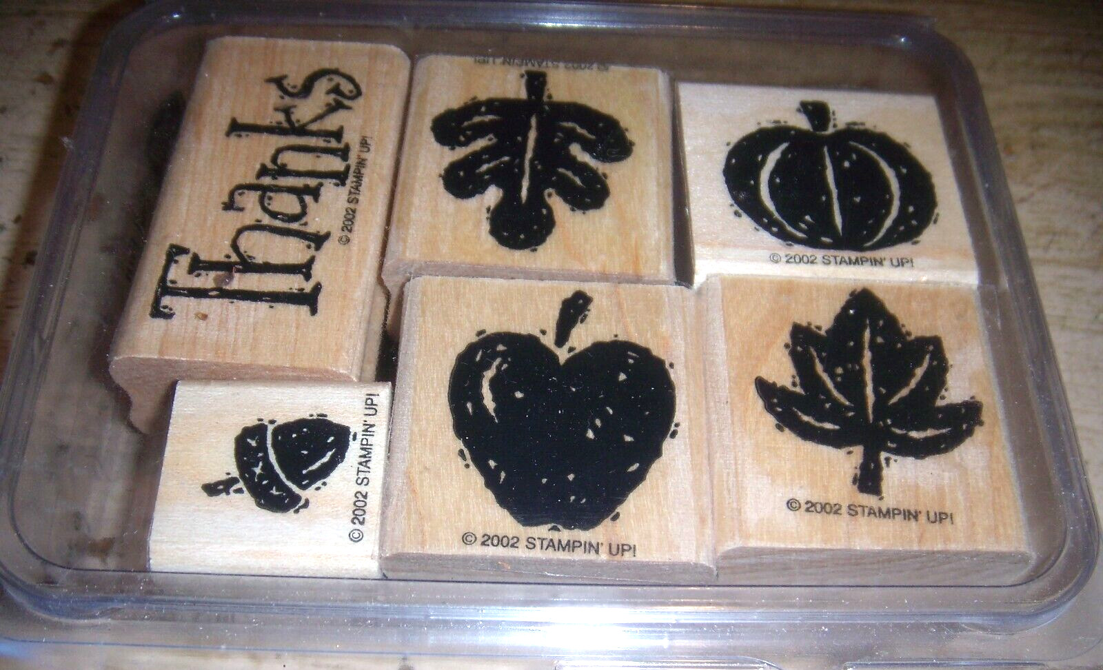NEW STAMPIN-UP 2002  FALL FUN 6 PCS WOOD RUBBER STAMP