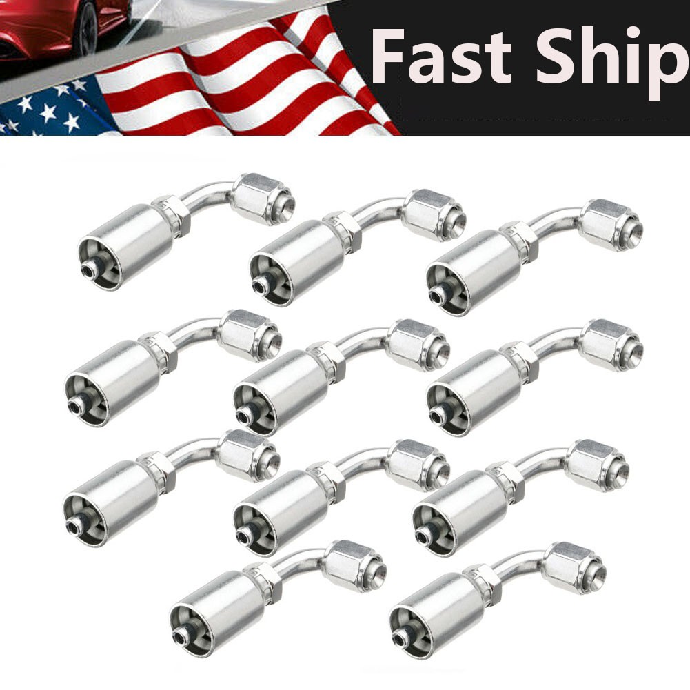10X 1/2" JIC 37° Female 90° Hydraulic Hose Fittings For 1/2" I.D. Hydraulic Hose