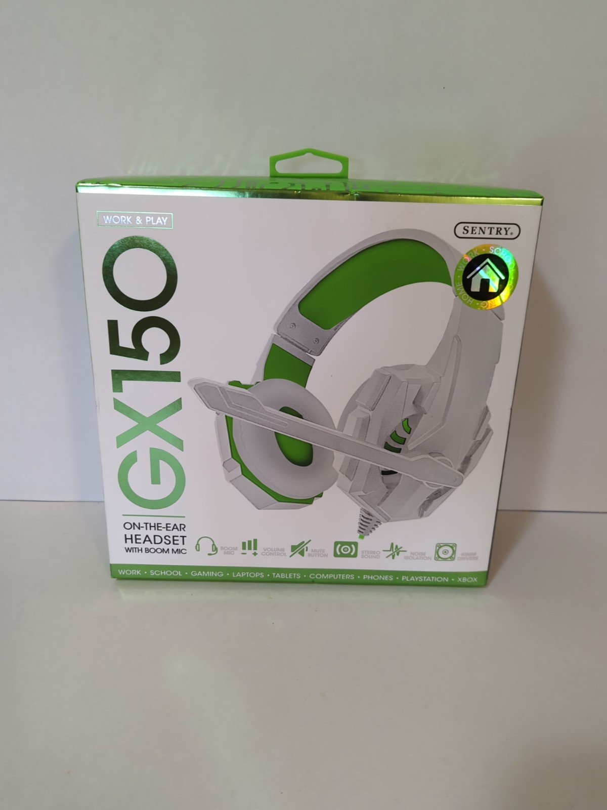 New Sentry GX150 Green & White Wired Gaming Headset, Sealed and Unopened