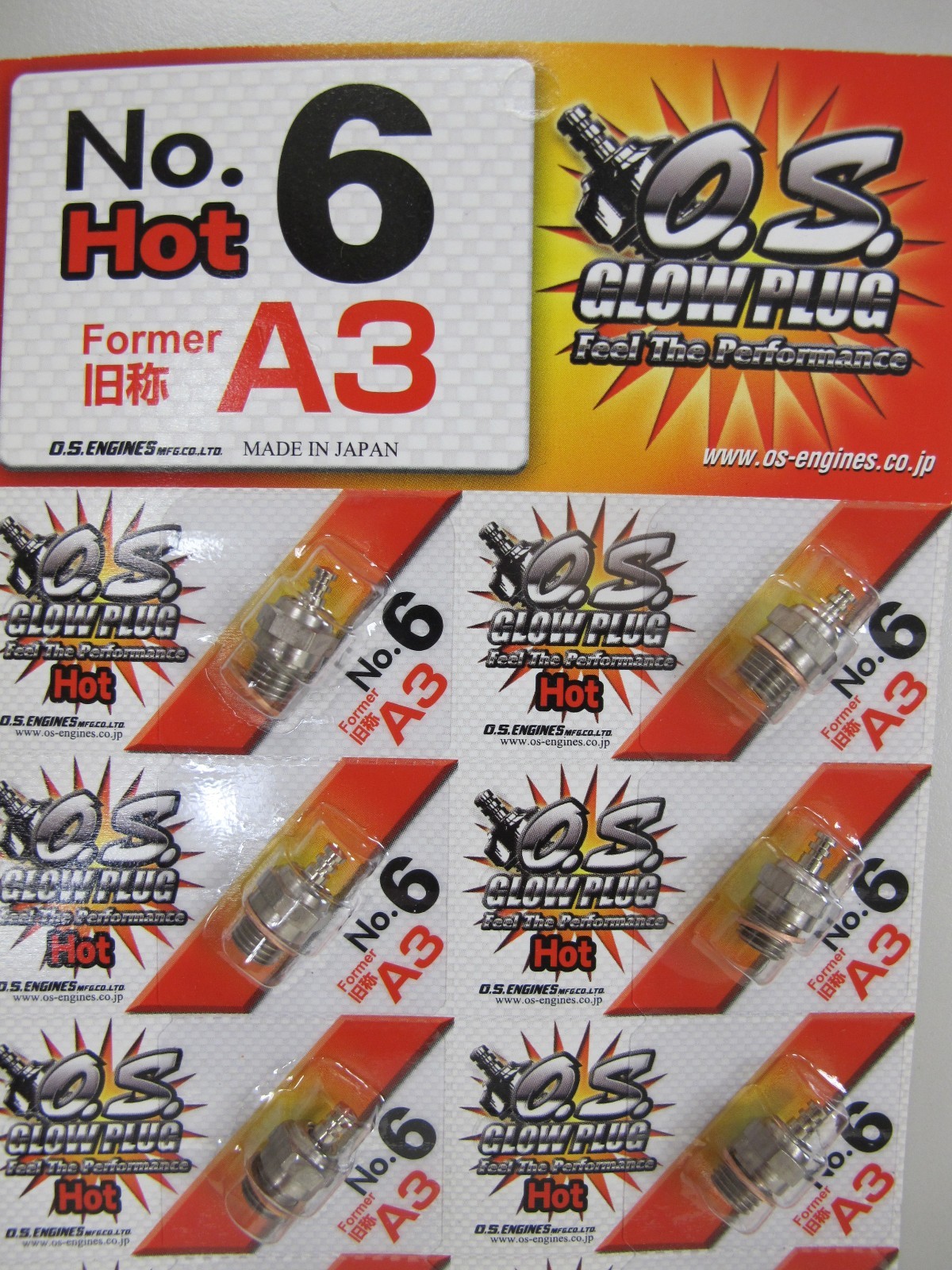 O.S OS #6  A3 Glow Plugs No.6 Former Hot (6pcs )