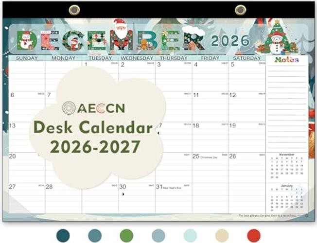 Desk Calendar 2026-2027, 18 Months Calendar, 17" x 11.4" Large Space, Anti