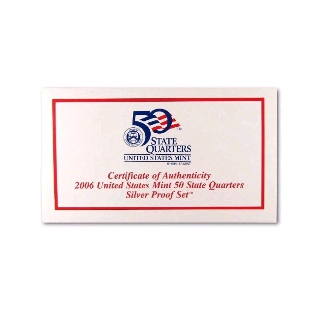 2006 State Quarter Silver Proof Set U.S. Mint Packaging COA