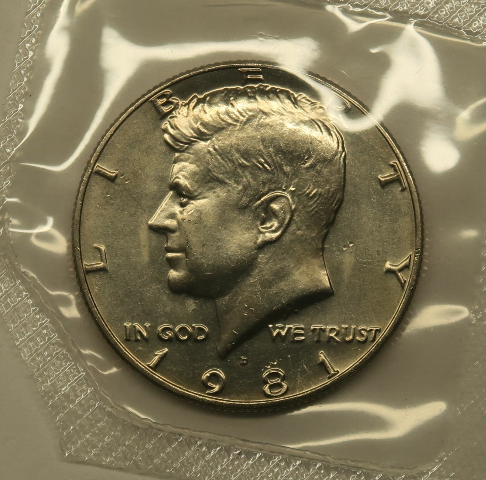 1981 D Uncirculated Kennedy Half Dollar in Mint Cello, Free Shipping
