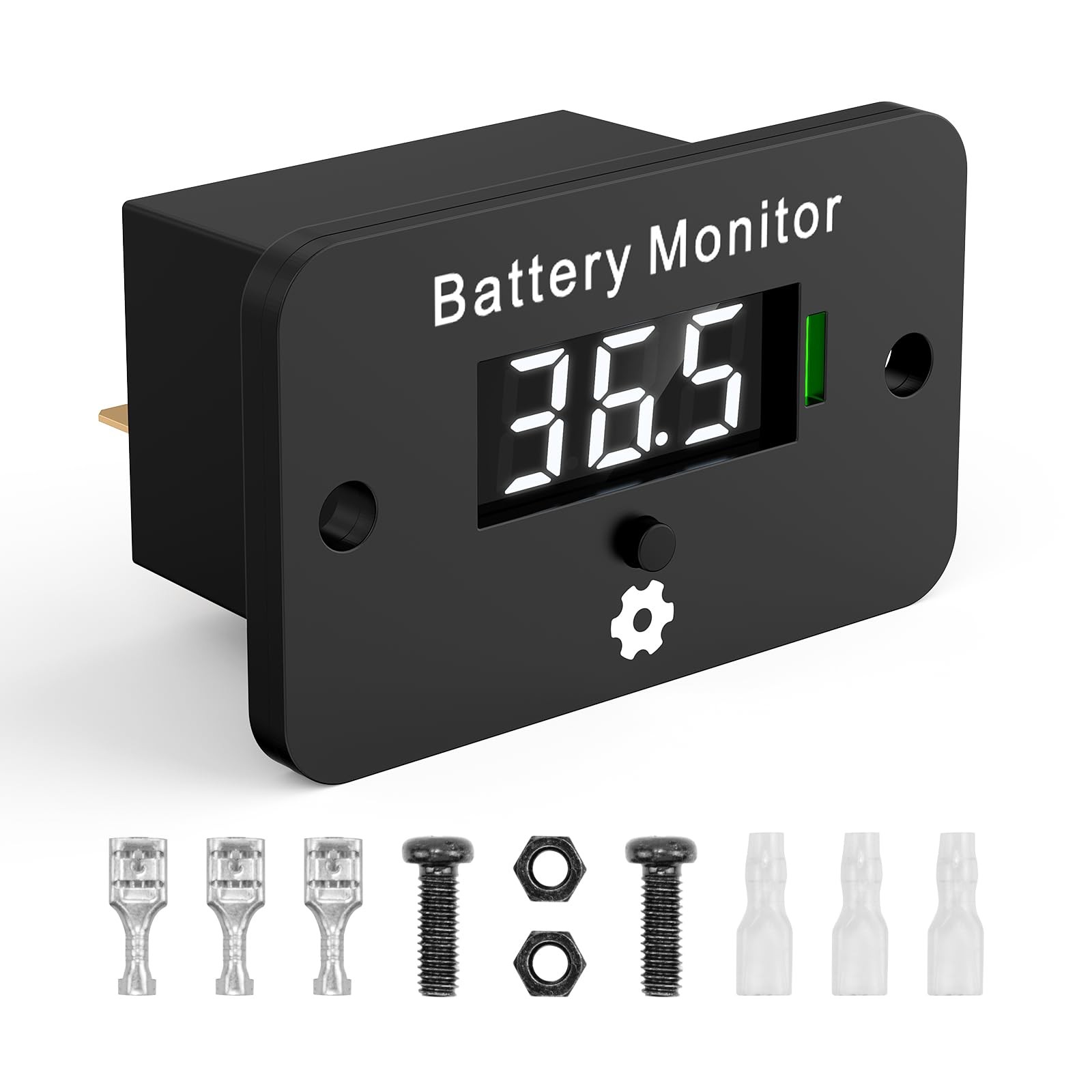 12V 24V 36V 48V 60V 72V Golf Club Cart Battery Monitor Meter, black