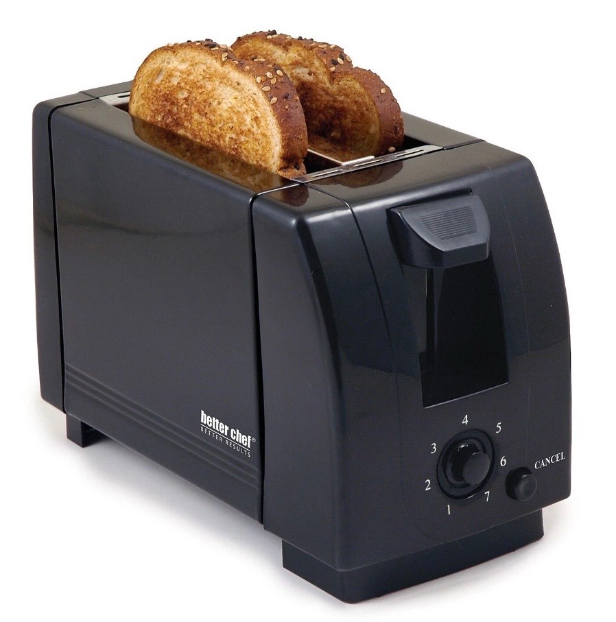 Two Slice Toaster w/ Wider Slots Adjustable Browning Control by Better Chef. NEW