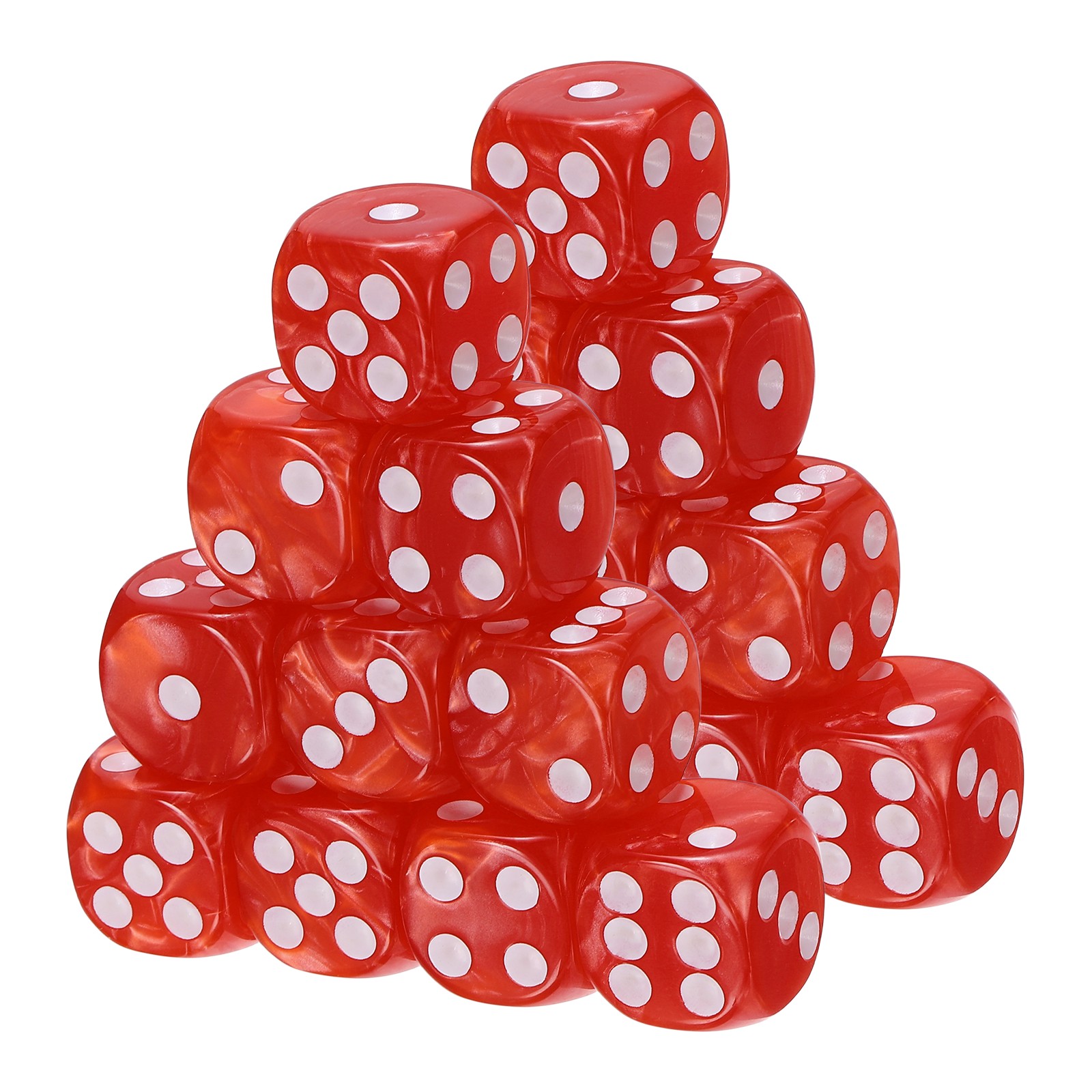 20Pcs Standard Game Dice Set 16mm Pearl Pattern Square Dice, Red