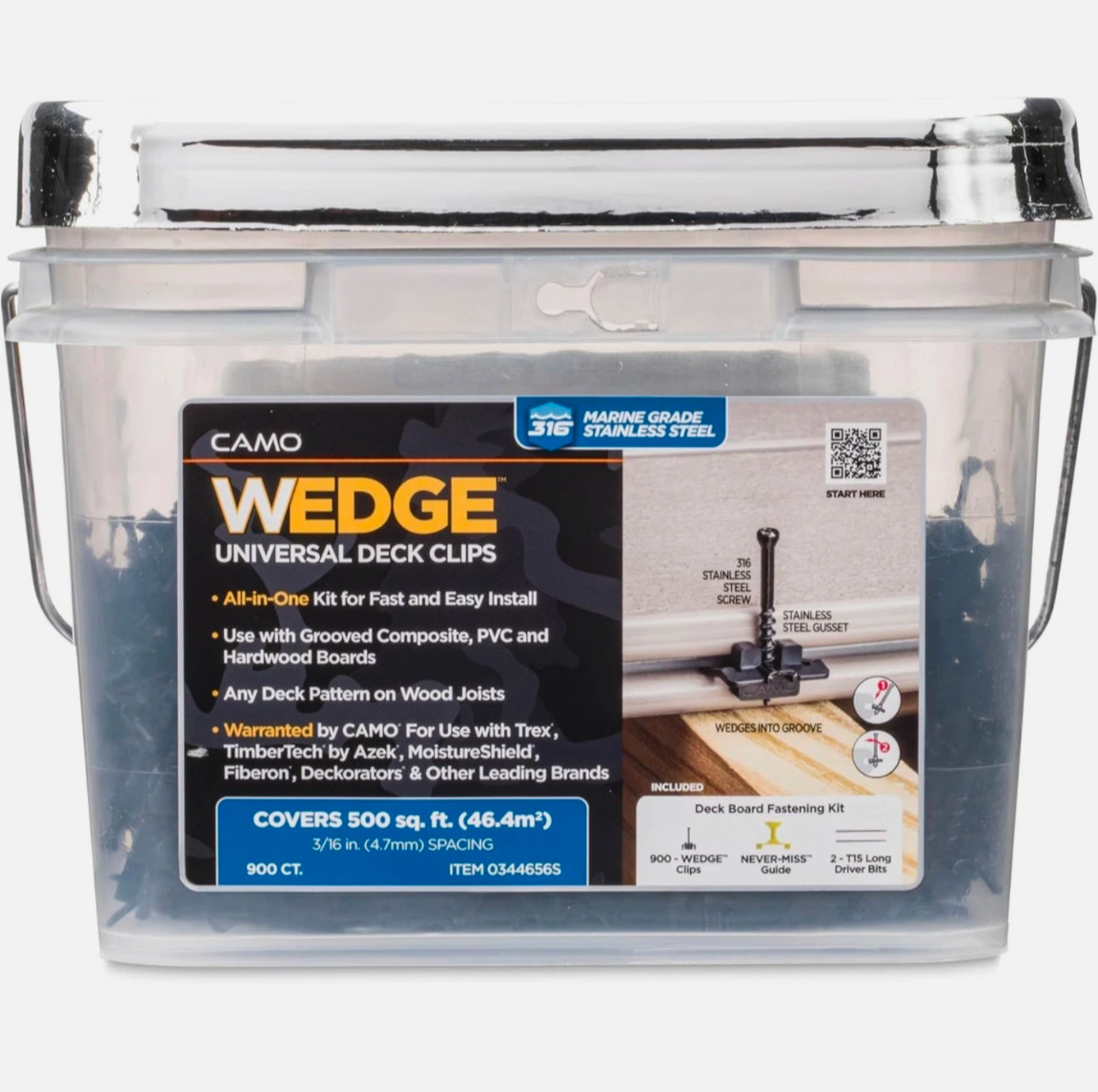 CAMO WEDGECLIPS Stainless Steel Hidden Deck Fasteners (900 count) 344656S