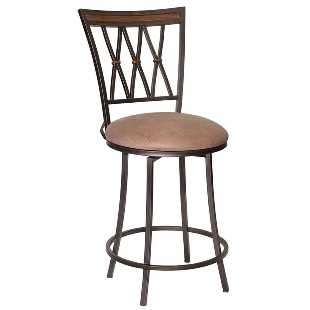Sedona Swivel Metal Counter Stool with Camel Brown Microsuede Seat