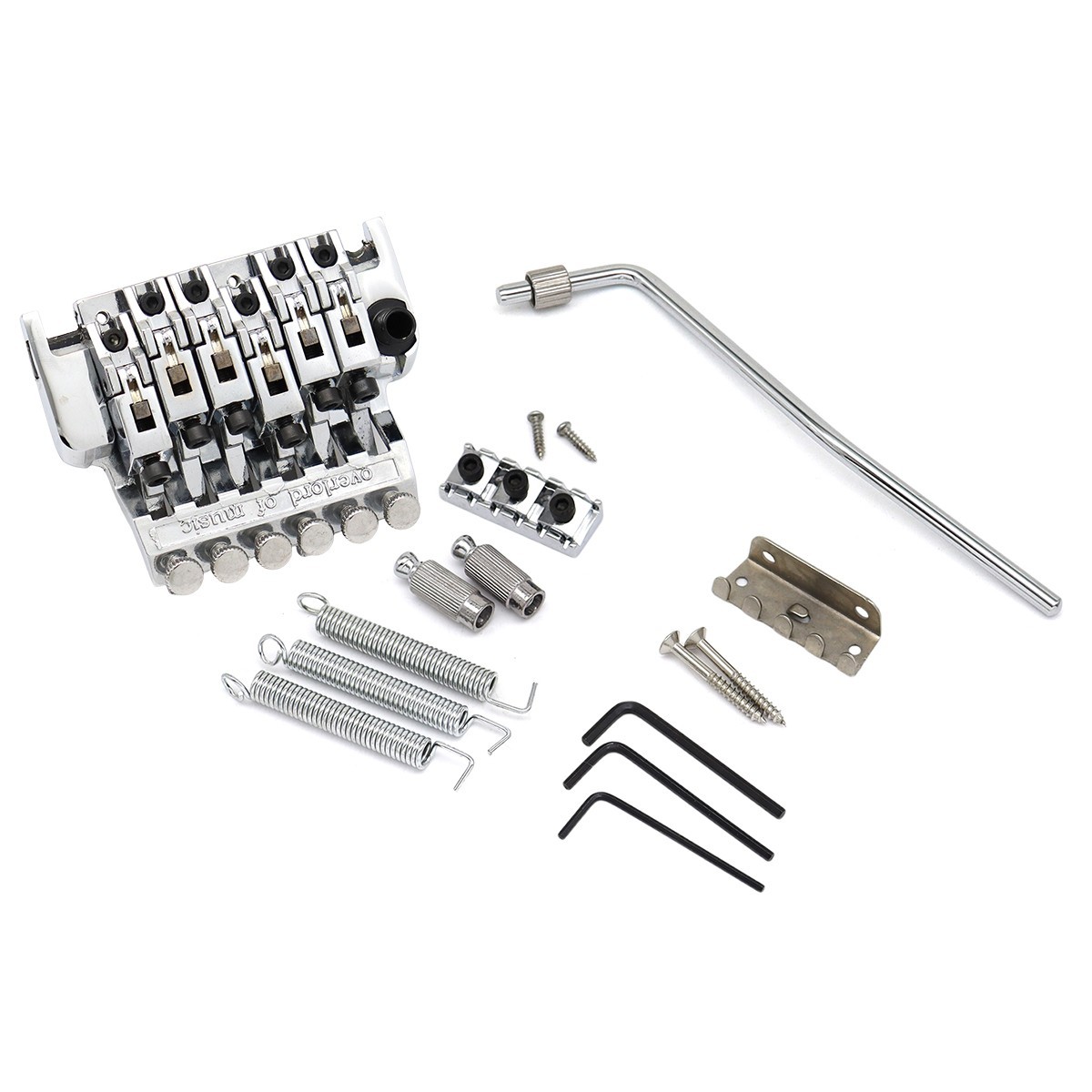 1 Set of Double Locking Electric Guitar Tremolo Bridge Chrome,Overlrod Of Music