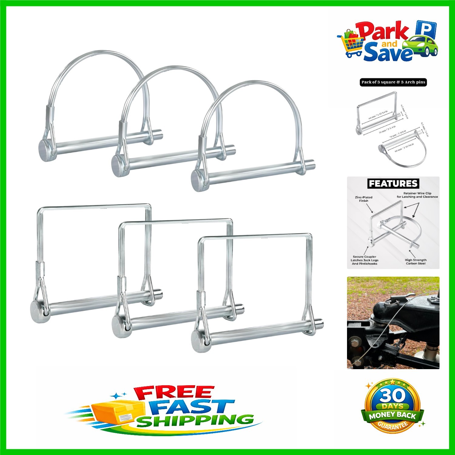 Secure Your Trailers with 6 Heavy-Duty Coupler Pins - 2.75" Long, Rust-Resistant