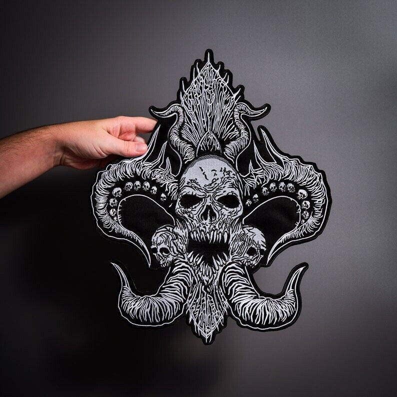 MEDUSA SKULL Large Back Patch for custom biker vest