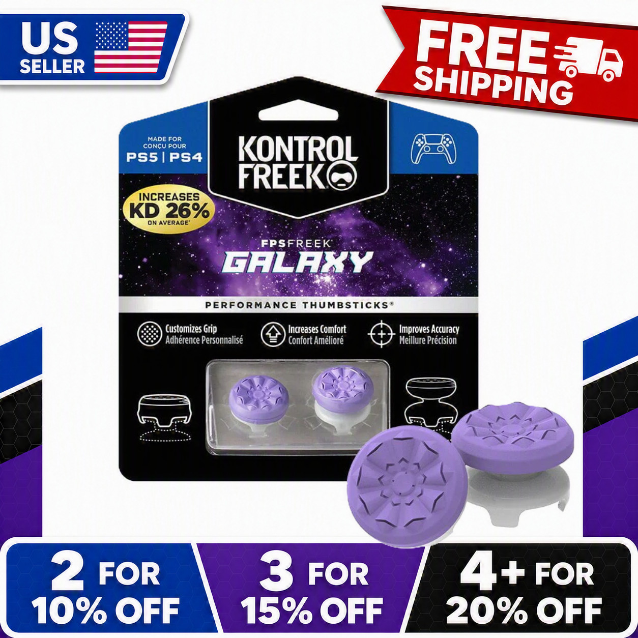 Kontrol Freek GALAXY Performance Thumbsticks - Purple PS4 PS5