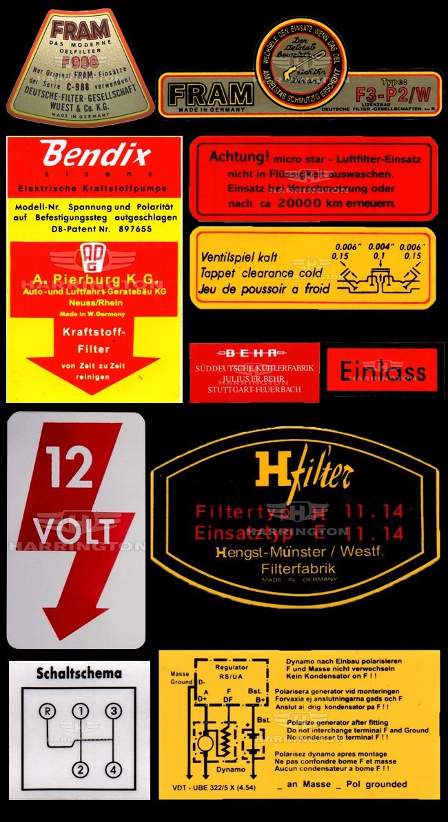 Porsche 356 Restoration Decal Sticker Set