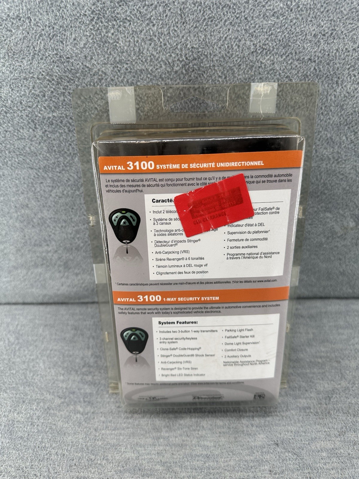 AVITAL 3100 - Universal Car Alarm Security System OPEN BOX Y1